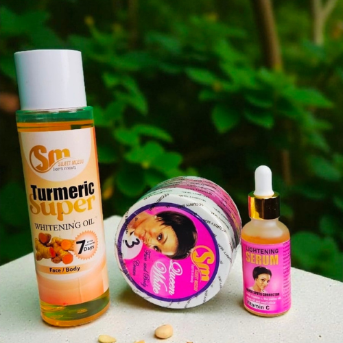 Strong Brightening & Lightening Body Set – Cream, Turmeric Oil & Vitamin C Serum | Even Skin Tone & Glow Boost - 3in1