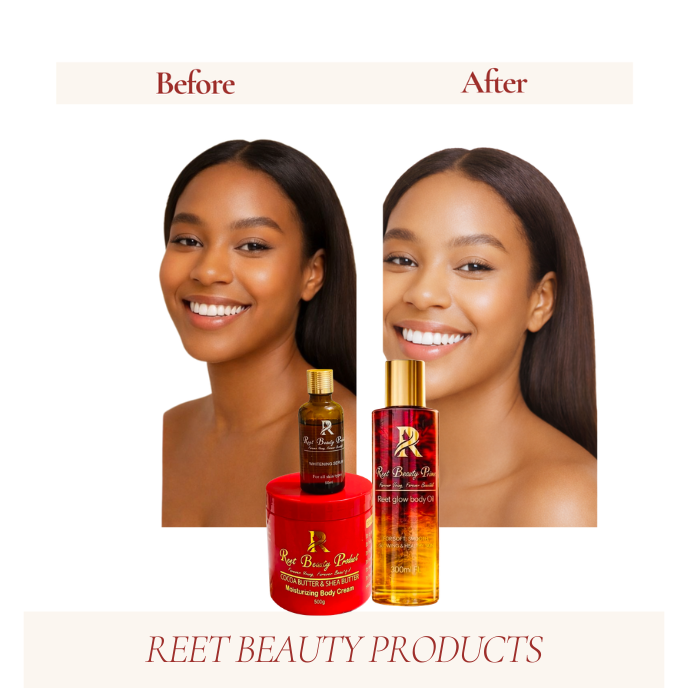 3in1 Reet Beauty Brightening Skincare Set – Serum, Body Oil & Shea Butter Cream | Smooth, Glowing Skin - 3in1