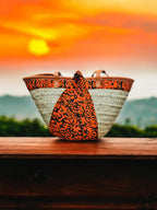 Woven Palm Reed Basket with Ankara Kitenge Fabric | African Kiondo Leather Trim Tote | Kenyan Artisan Gift | Ships from Germany