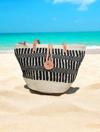Handwoven Sisal Kiondo Beach Tote | African Sisaltasche Einkaufskorb | Leather Strap Basket Bag | Summer Women | Ships from Germany