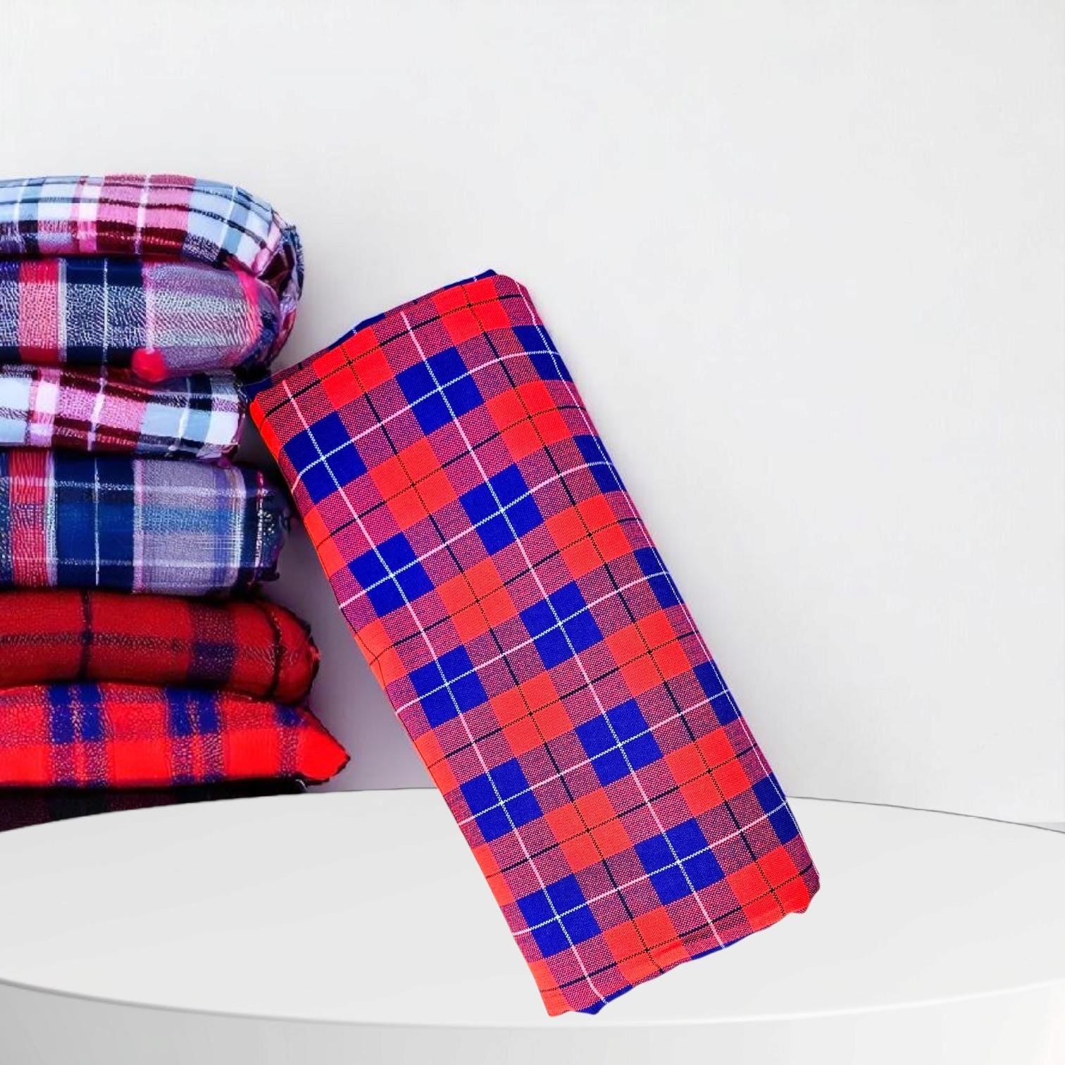 Kenyan Maasai Shuka Blanket | Maasai Fabric | Kikoy Kikoi Kenia | African Safari Throw Sarong Shawl Blankets | Massai Tuch | Kenya Stoff