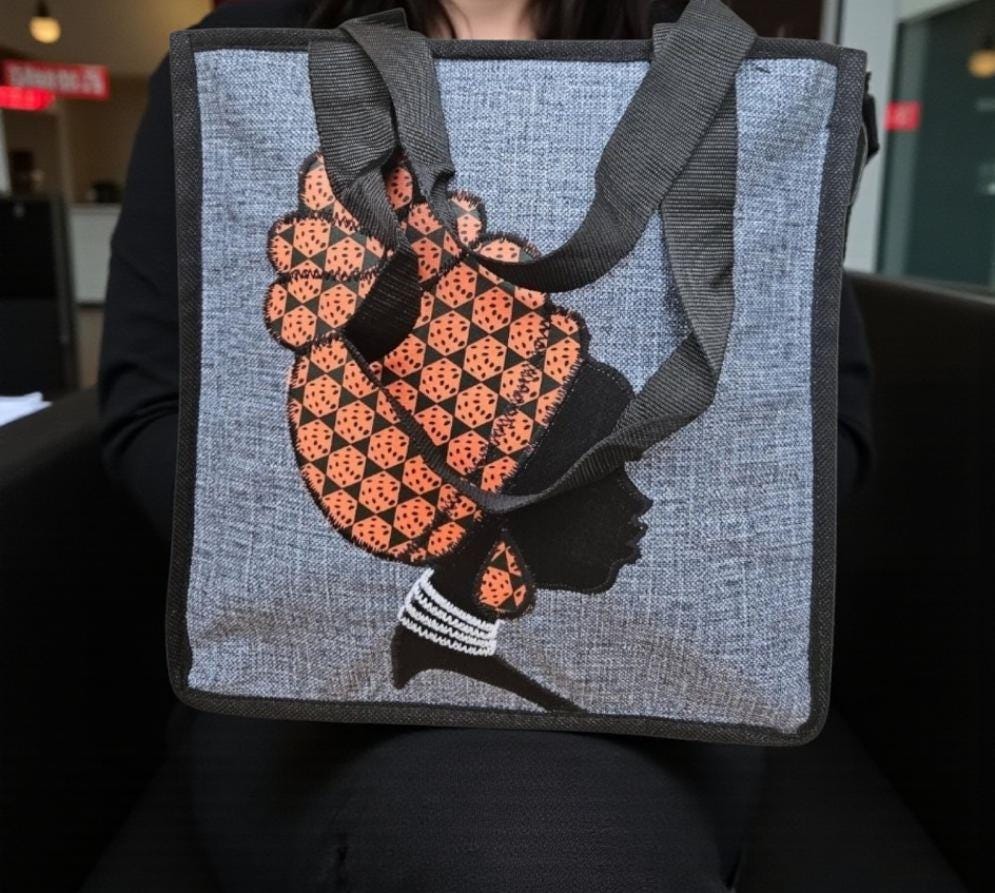 African Print Bag | Embroidered Africa Silhouette Work Bag | Kitenge Laptop Tote | Handmade Tanzania | Ships from Germany