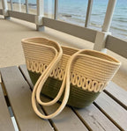 Handwoven Cotton Rope Tote Bag | Boho Coastal Shoulder Bag | Strand Geflochtene Tasche | Straw Beach Bags | Flechttaschen Ships from Germany