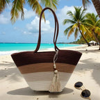 Beach Bag Cotton Rope | Gradient ToteBag with Tassel | Handwoven Flechttasche | Boho-Beach Carryall | Summer Purse Women |Ships from Germany