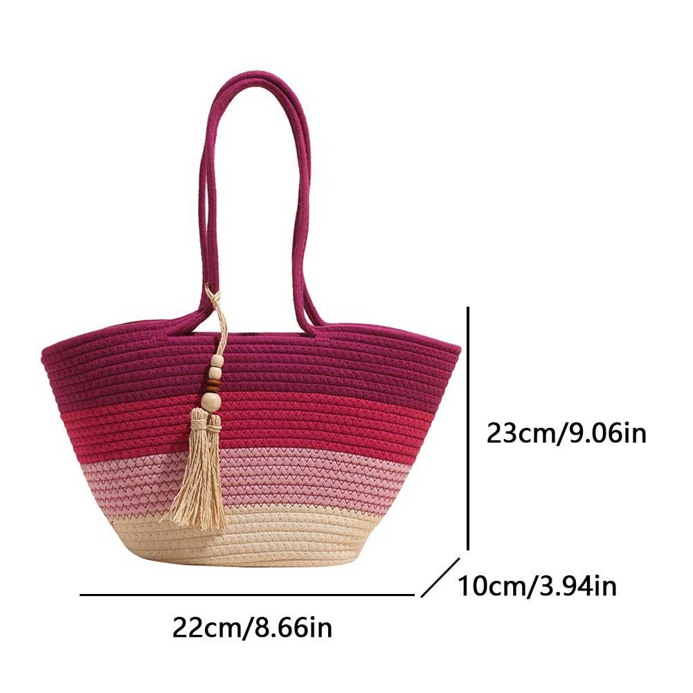 Beach Bag Cotton Rope | Gradient ToteBag with Tassel | Handwoven Flechttasche | Boho-Beach Carryall | Summer Purse Women |Ships from Germany