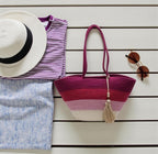 Beach Bag Cotton Rope | Gradient ToteBag with Tassel | Handwoven Flechttasche | Boho-Beach Carryall | Summer Purse Women |Ships from Germany