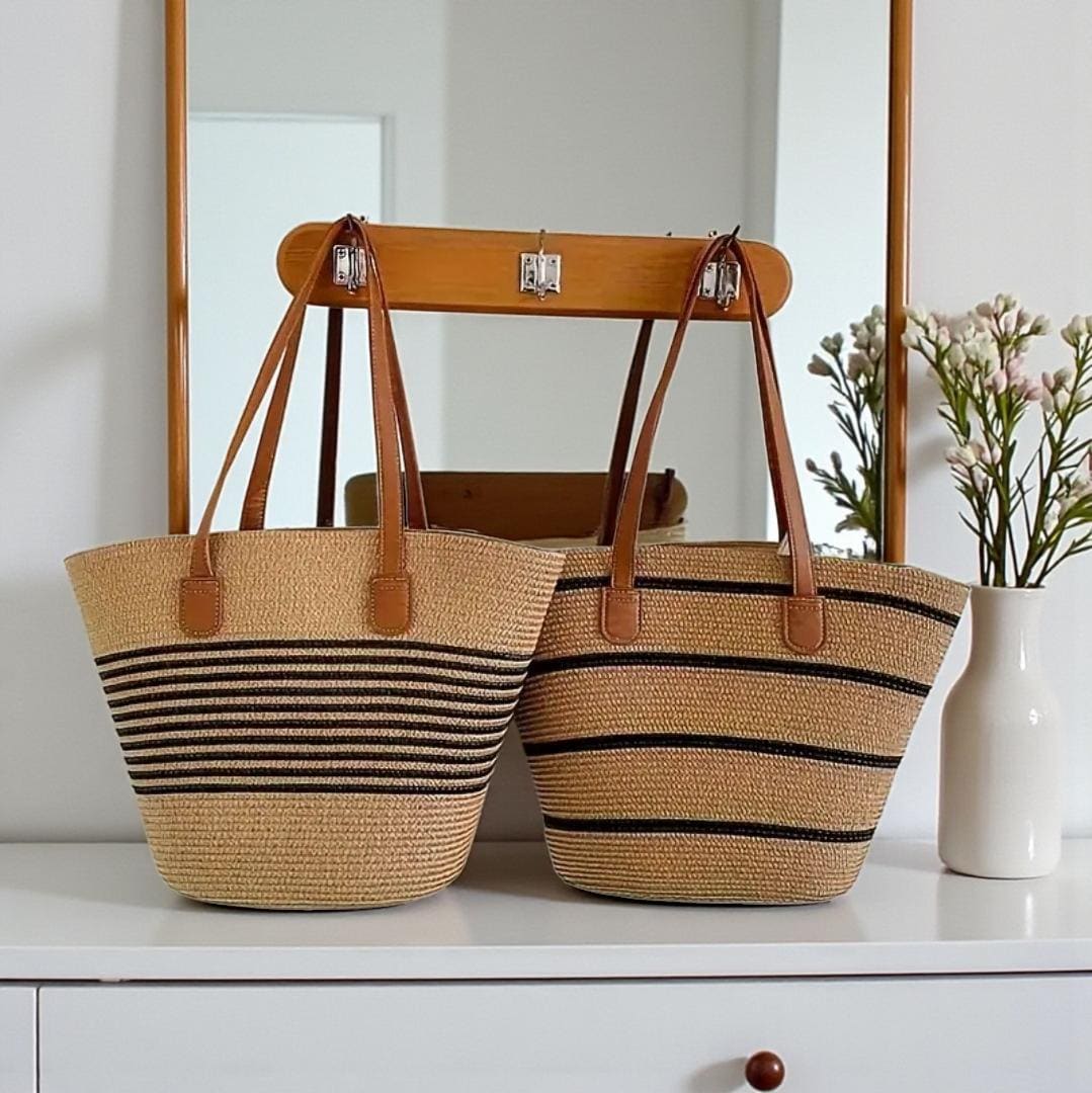 Straw Bag for Women |African woven Straw-beach- bags |Sisaltasche Flechttasche |Woven-Leather Tote |Sisal African basket |Ships from Germany