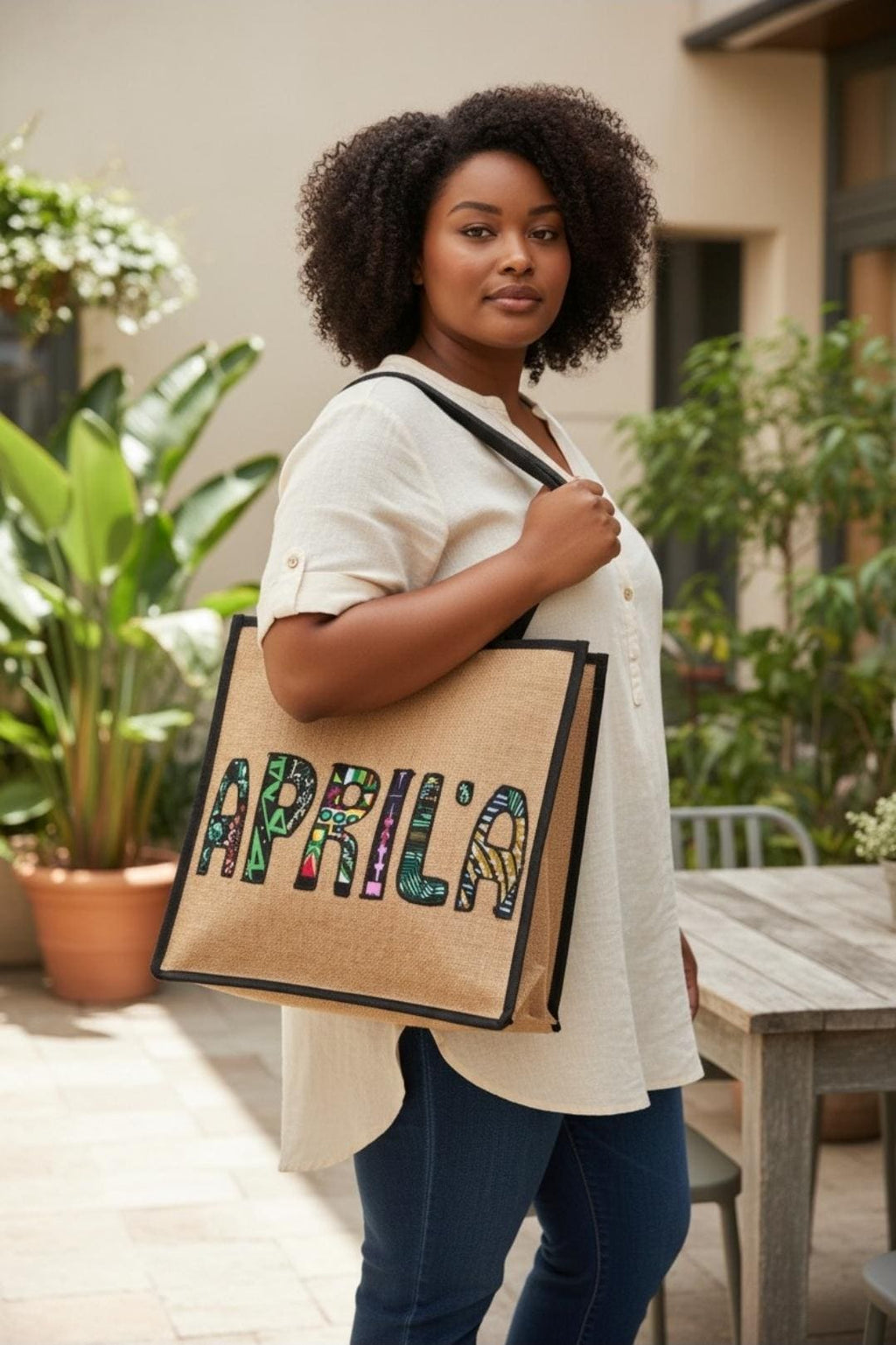 African Print Bag | Embroidered Africa Silhouette Work Bag | Kitenge Laptop Tote | Handmade Tanzania | Ships from Germany