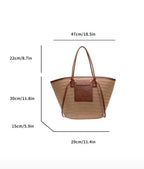 Large Capacity Khaki Woven Tote Bag | Palm Straw Summer Bag for Women | Flechttasche | Beach Vacation Shoulder Handbag | Ships from Germany