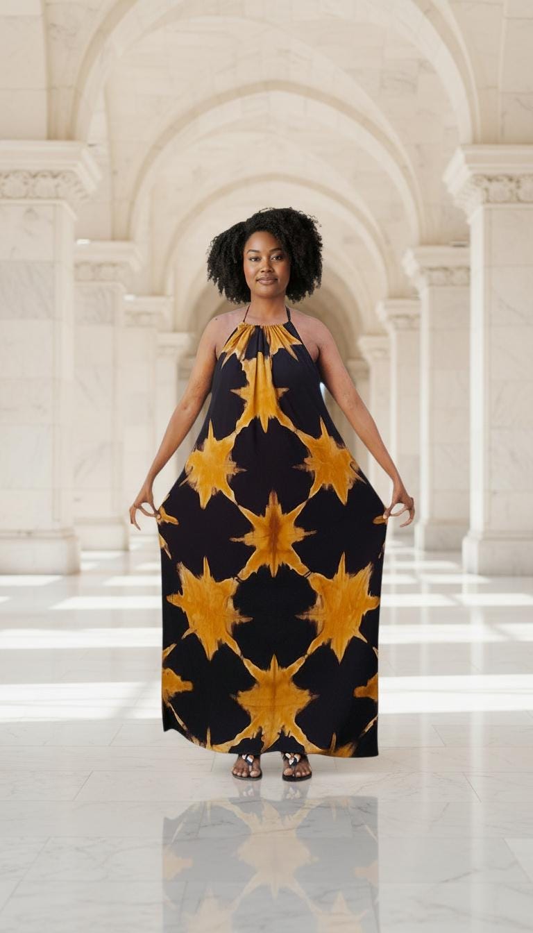 Backless Dera Dress WITH Inbuilt Bra | Swahili Dirac Kaftan | Rückenfreies Deera Maxi Kleid I Made in Kenya | Ships from Germany