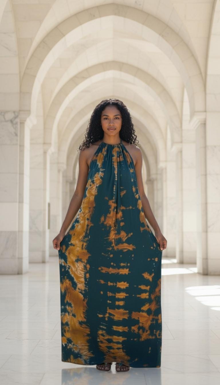 Backless Dera Dress WITH Inbuilt Bra | Swahili Dirac Kaftan | Rückenfreies Deera Maxi Kleid I Made in Kenya | Ships from Germany