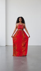 Swahili 2 Piece Beach Dera Set | Tie Dye Halter Crop Top Maxi Skirt | Baati Dirac Summer Dress | Ships from Germany