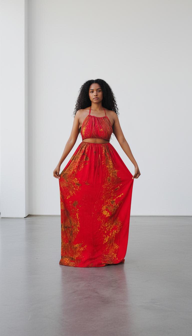 Swahili 2 Piece Beach Dera Set | Tie Dye Halter Crop Top Maxi Skirt | Baati Dirac Summer Dress | Ships from Germany