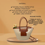 Large Capacity Cream Woven Tote Bag | Palm Straw Summer Bag for Women | Flechttasche | Beach Vacation Natural Braided Raffia Straw-Handbag