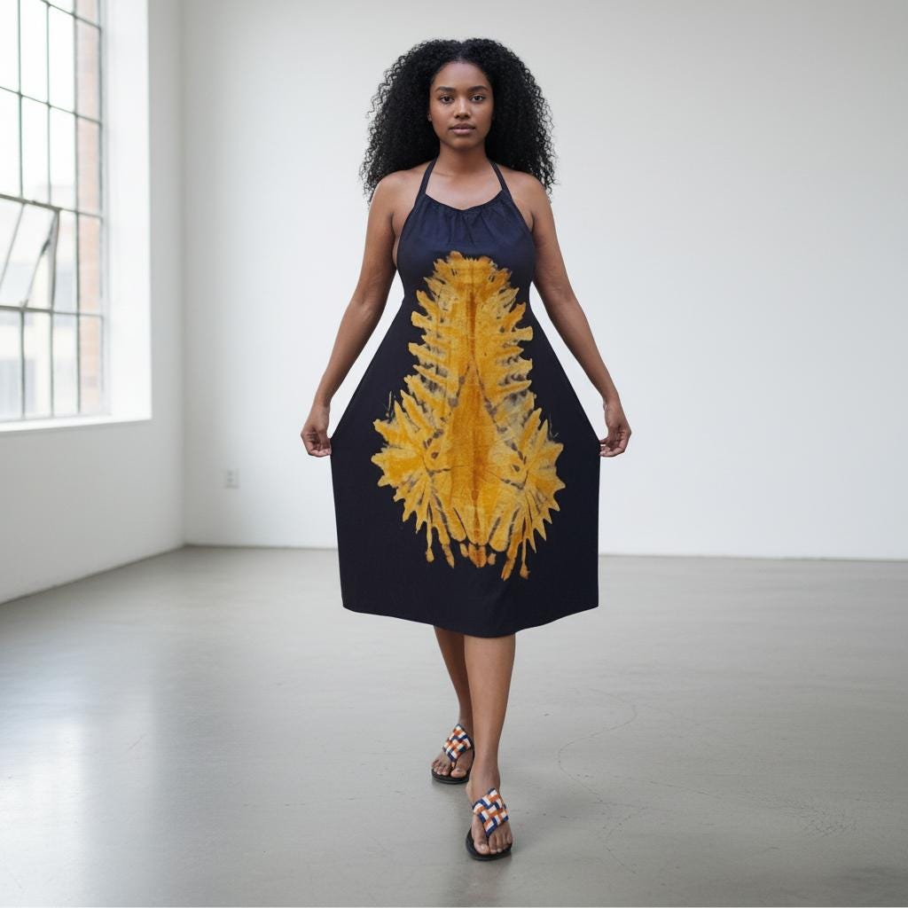 Short Backless Dera Dress WITH Inbuilt Bra | Rückenfreies Deera Maxi Kleid | Swahili Dirac Kaftan | Made in Kenya Dira | Ships from Germany