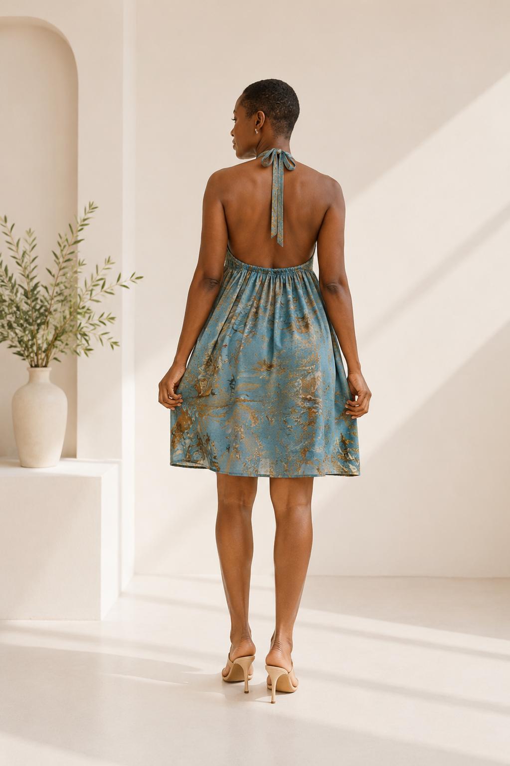Short Backless Dera Dress WITH Inbuilt Bra | Rückenfreies Deera Maxi Kleid | Swahili Dirac Kaftan | Made in Kenya Dira | Ships from Germany