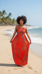 Swahili 2 Piece Beach Dera Set | Tie Dye Halter Crop Top Maxi Skirt | Baati Dirac Summer Dress | Ships from Germany