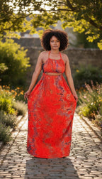 Swahili 2 Piece Beach Dera Set | Tie Dye Halter Crop Top Maxi Skirt | Baati Dirac Summer Dress | Ships from Germany
