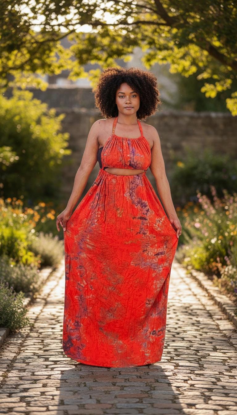 Swahili 2 Piece Beach Dera Set | Tie Dye Halter Crop Top Maxi Skirt | Baati Dirac Summer Dress | Ships from Germany