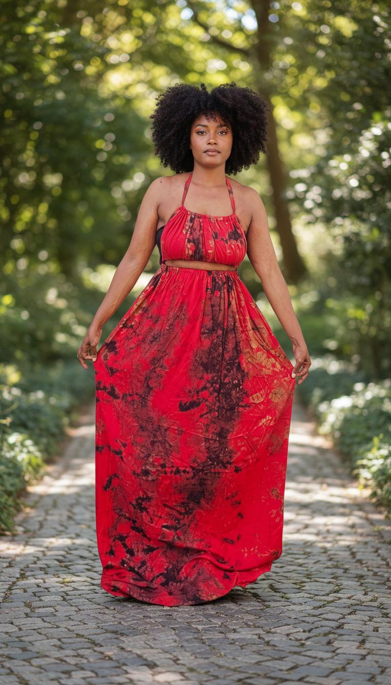 Swahili 2 Piece Beach Dera Set | Tie Dye Halter Crop Top Maxi Skirt | Baati Dirac Summer Dress | Ships from Germany