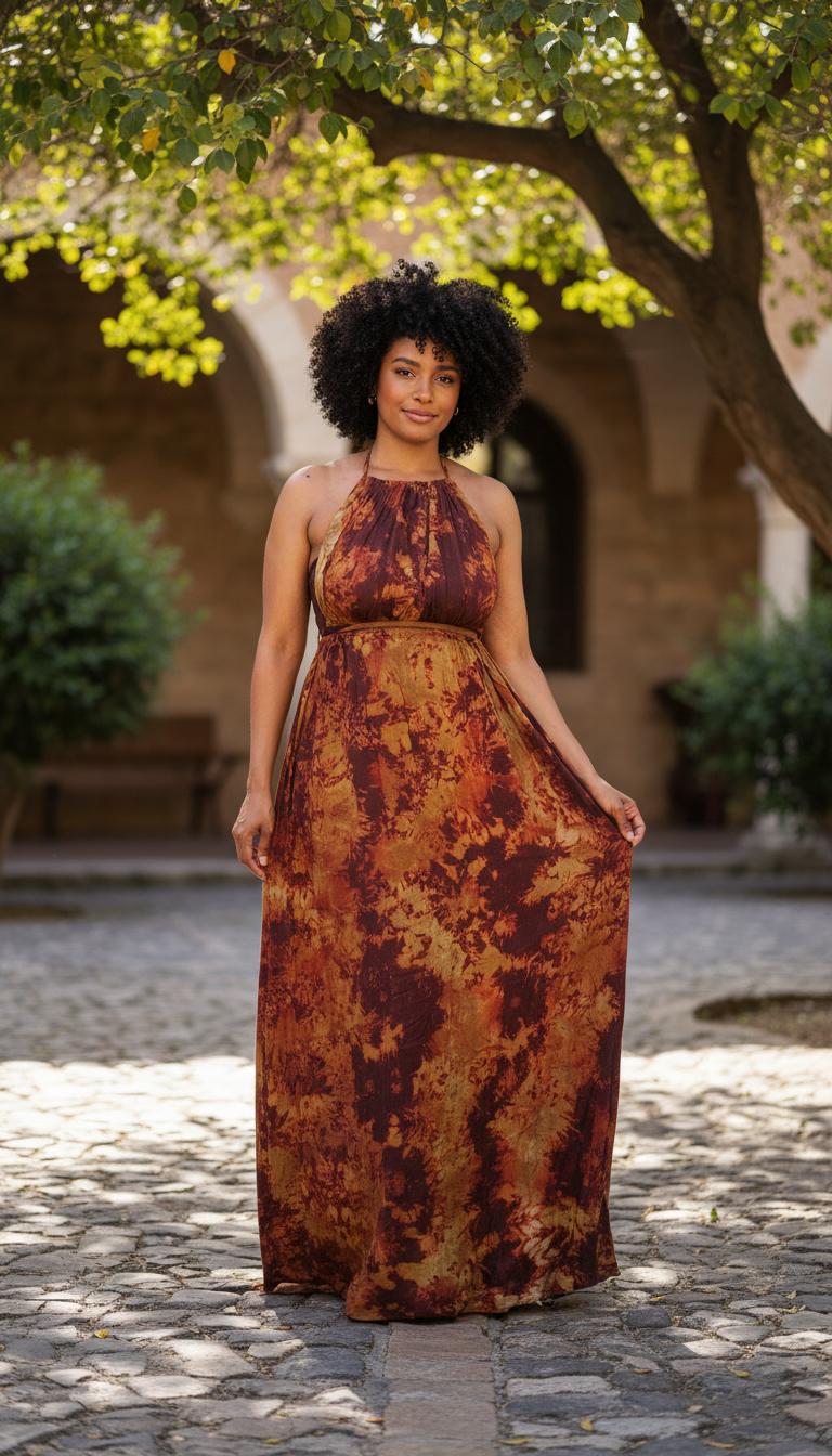 Swahili 2 Piece Beach Dera Set | Tie Dye Halter Crop Top Maxi Skirt | Baati Dirac Summer Dress | Ships from Germany