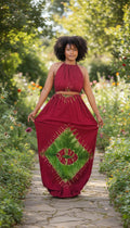 Swahili 2 Piece Beach Dera Set | Tie Dye Halter Crop Top Maxi Skirt | Baati Dirac Summer Dress | Ships from Germany