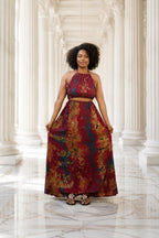 Swahili 2 Piece Beach Dera Set | Tie Dye Halter Crop Top Maxi Skirt | Baati Dirac Summer Dress | Ships from Germany