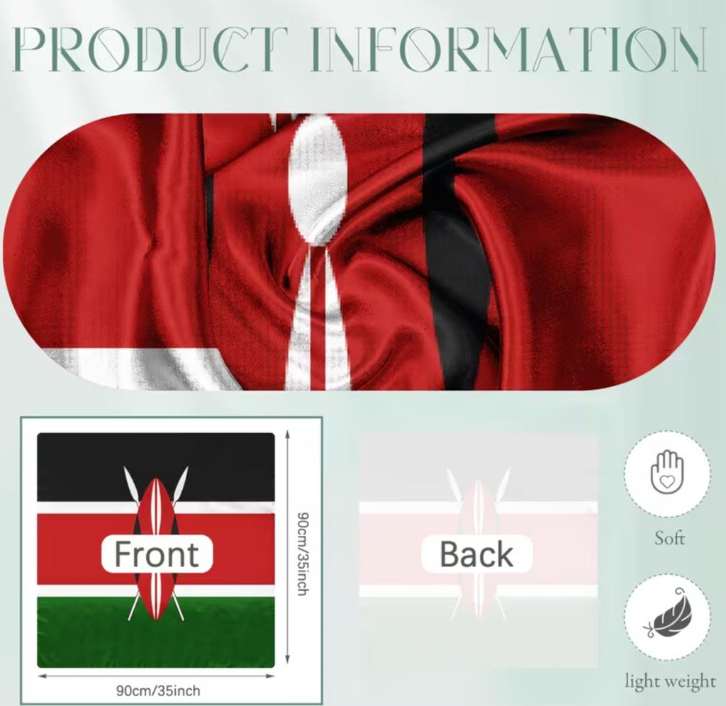 Kenya Flag Headscarf | Kenyan Pride Square Scarf Shawl | Diaspora Head Wrap | Kopftuch Kenia | Jamhuri Gift | Ships from Germany