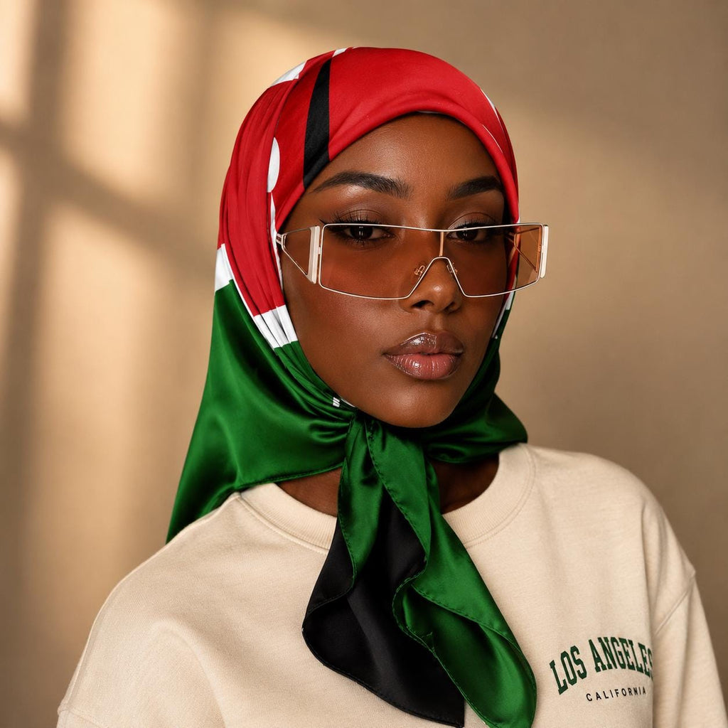Kenya Flag Headscarf | Kenyan Pride Square Scarf Shawl | Diaspora Head Wrap | Kopftuch Kenia | Jamhuri Gift | Ships from Germany