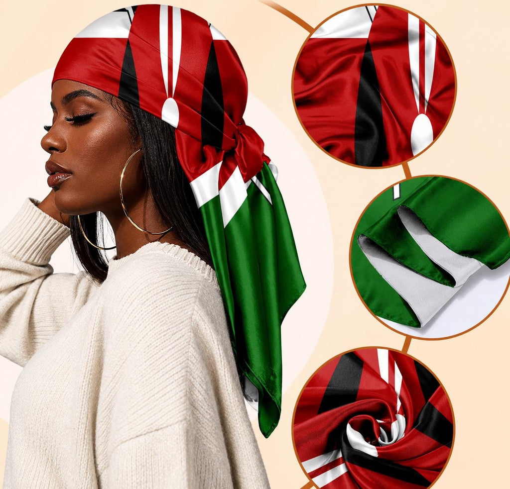 Kenya Flag Headscarf | Kenyan Pride Square Scarf Shawl | Diaspora Head Wrap | Kopftuch Kenia | Jamhuri Gift | Ships from Germany