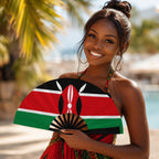 Kenya Flag Folding Fan | Maasai Shield Kenyan Pride Gift | Decorative Hand Fan | Jamhuri Diaspora Souvenir | Ships from Germany
