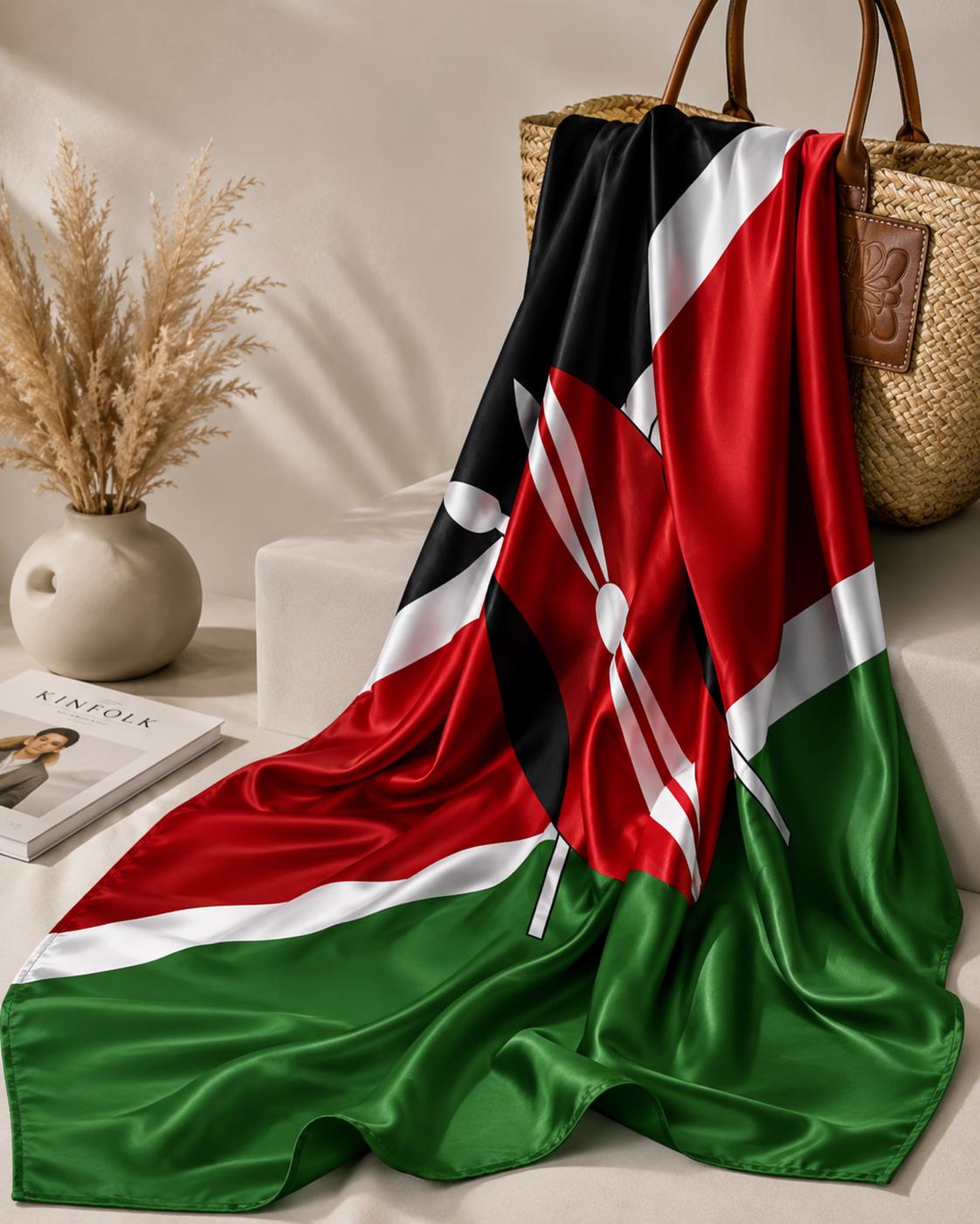 Kenya Flag Headscarf | Kenyan Pride Square Scarf Shawl | Diaspora Head Wrap | Kopftuch Kenia | Jamhuri Gift | Ships from Germany
