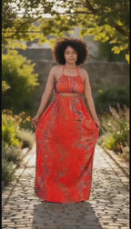 Swahili 2 Piece Beach Dera Set | Tie Dye Halter Crop Top Maxi Skirt | Baati Dirac Summer Dress | Ships from Germany