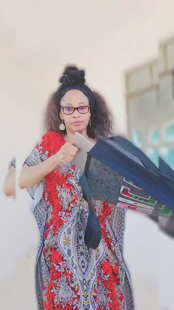 African Print Bag | Embroidered Africa Silhouette Work Bag | Kitenge Laptop Tote | Handmade Tanzania | Ships from Germany