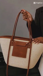 Large Capacity Cream Woven Tote Bag | Palm Straw Summer Bag for Women | Flechttasche | Beach Vacation Natural Braided Raffia Straw-Handbag