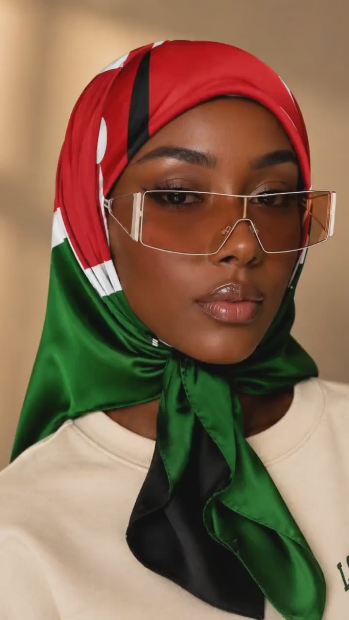 Kenya Flag Headscarf | Kenyan Pride Square Scarf Shawl | Diaspora Head Wrap | Kopftuch Kenia | Jamhuri Gift | Ships from Germany