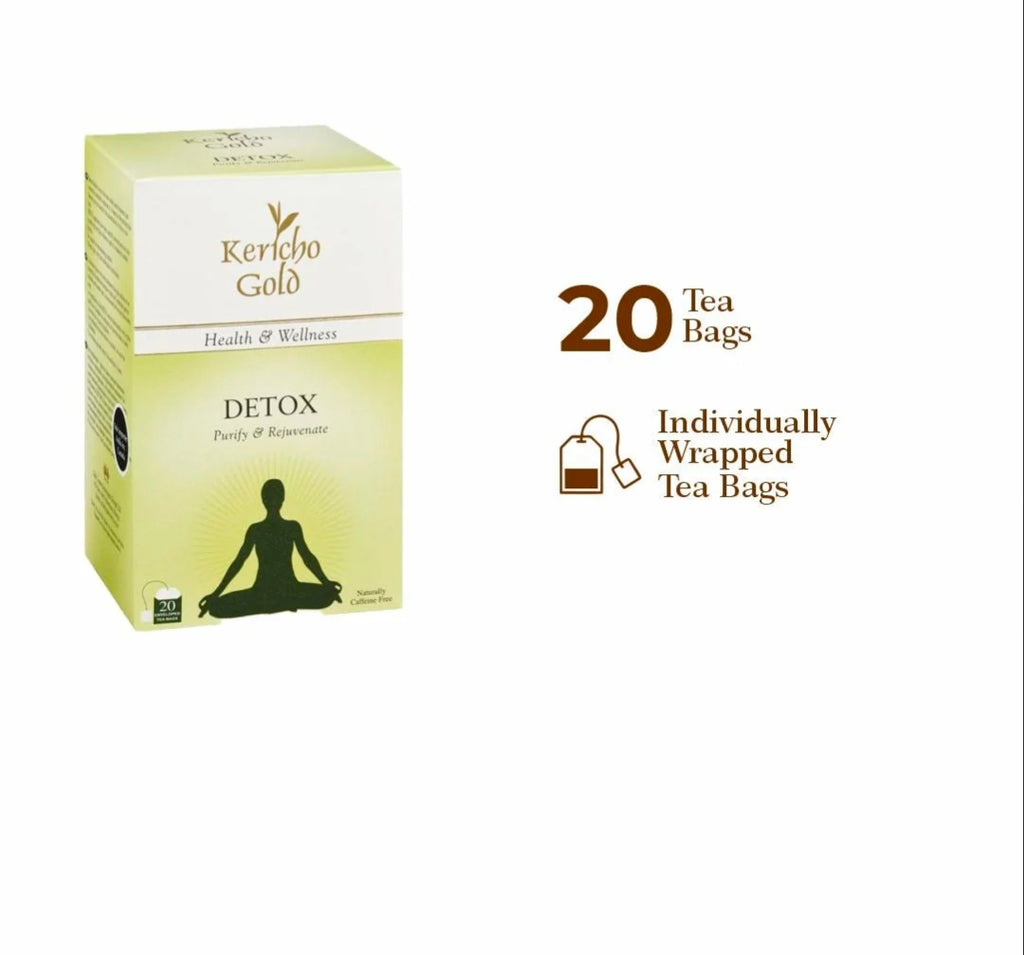 Kericho Gold Detox Tea – Kenyan Herbal Wellness Tea | Caffeine-Free Herbal Blend - 20 Tea Bags